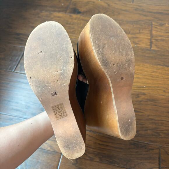 Jeffrey Campbell Fiddle Platform Wedge Heels Sz 6 Black Slingback - Picture 3 of 14